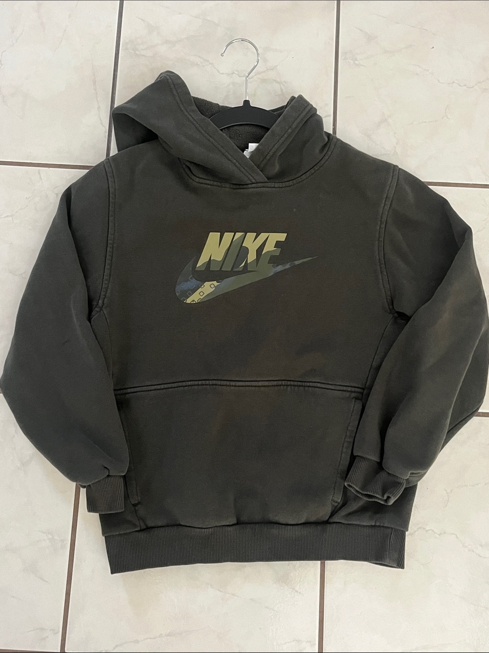 Nike Olive Green Crewneck Hoodie with Logo